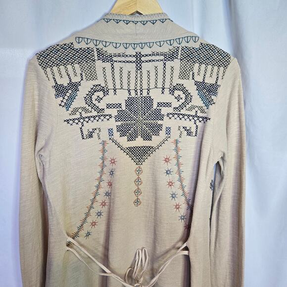 Johnny Was Biya Womens Embroidered Open Front Long Duster Size S Boho Western - Picture 8 of 12